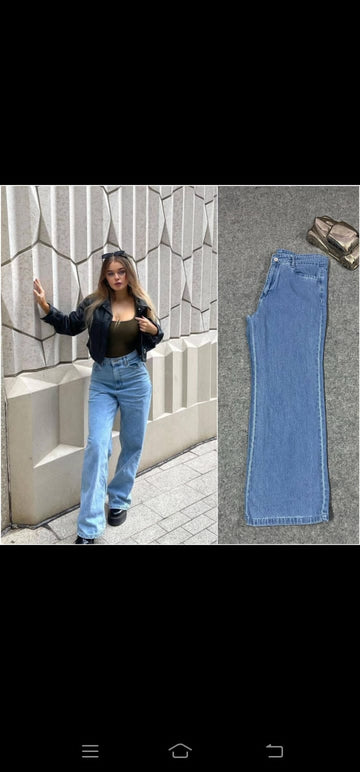 BEAUTYSENSEHUB Women's Stone Blue High Waist Jeans, Full Length, Non Strechable Denim Jeans for Women